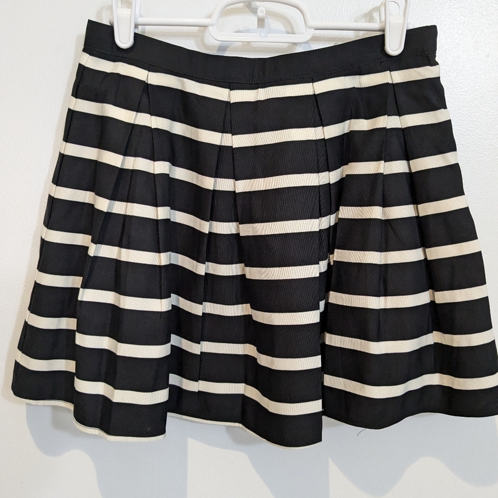 Forever 21 Lined Pleated Striped Skirt, S